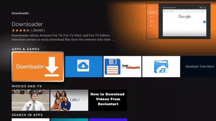 Downloader on fire tv stick